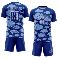 Uniform Custom Pattern Royal Sublimation Cloud Soccer Weiß Trikot