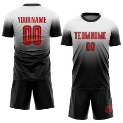 Weiß Rot-Schwarz Fußball Sublimation Mode Custom Fade Uniform Jersey Weiß Rot-Schwarz Fußball Sublimation Mode Custom Fade Uniform Jersey