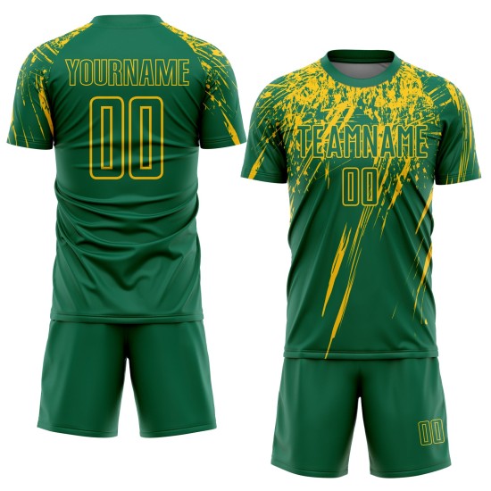 Grüne Sublimation Jersey Custom Gelb Kelly Uniform Fußball