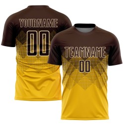 Benutzerdefinierte Gold Jersey Braun-Creme Sublimation Uniform Fußball