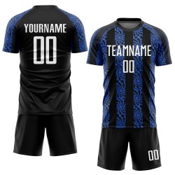 Weiß-Royal Uniform Custom Schwarz Sublimation Jersey Fußball Weiß-Royal Uniform Custom Schwarz Sublimation Jersey Fußball