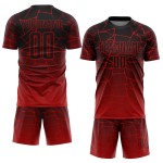 Benutzerdefinierte Jersey Linien Rot Fußball Sublimation Schwarz Uniform