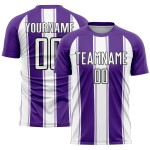 Benutzerdefinierte Fußball Weiß-Schwarz Lila Uniform Linie Jersey Sublimation