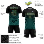 Gold Custom Fußball Jersey Mitternacht Uniform Schwarz Grün-Alt Sublimation