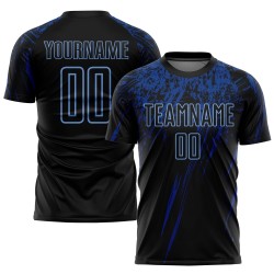 Blue-Royal Fußball Custom Jersey Sublimation Uniform Hellschwarz