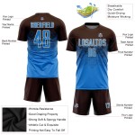 Braune Uniform Blau-Creme Fußball Sublimation Jersey Pulver Custom