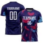 Weißlicht-Sublimationsuniform, benutzerdefiniertes Fußballtrikot, Marineblau