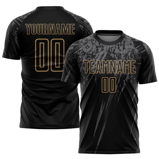 Gold-Grau Schwarz Jersey Fußball Sublimation Alte Custom Uniform