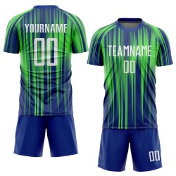 Grün Weiß-Royal Sublimation Custom Jersey Uniform Neon Fußball Grün Weiß-Royal Sublimation Custom Jersey Uniform Neon Fußball