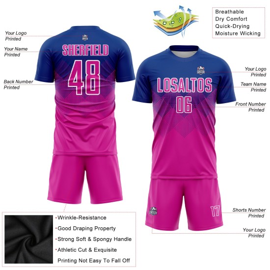 Pink-Weiß Deep Royal Jersey Custom Uniform Fußball Sublimation
