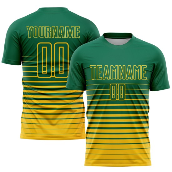 Benutzerdefinierte Sublimation Gelb Uniform Jersey Grün Fußball Nadelstreifen Kelly Fashion Fade