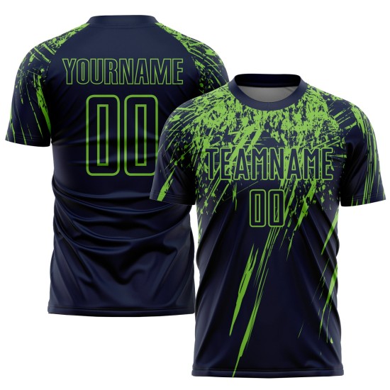 Marineblaues grünes Trikot, Uniform, Sublimation, Fußball, Neon, benutzerdefinierte