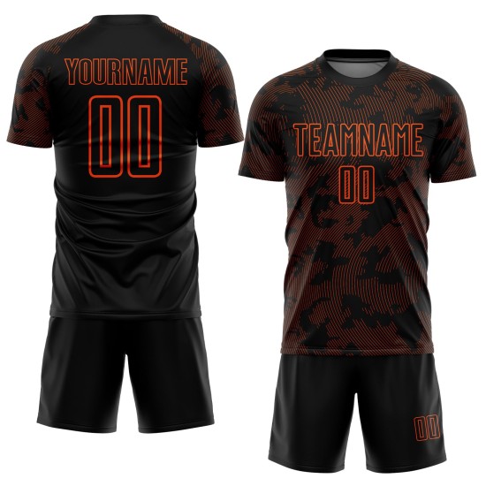 Fußball Schwarz Jersey Orange Uniform Sublimation Custom
