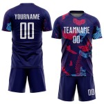 Weißlicht-Sublimationsuniform, benutzerdefiniertes Fußballtrikot, Marineblau
