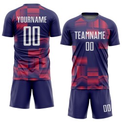 Benutzerdefinierte weiß-lila Fußballtrikot Figur Uniform Sublimation Benutzerdefinierte weiß-lila Fußballtrikot Figur Uniform Sublimation