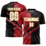 Weiß Rot-Gelb Scratch Uniform Sublimation Custom Jersey Muster Graffiti Fußball Schwarz