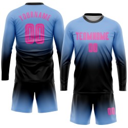 Mode Licht Sublimation Rosa-Schwarz Lange Custom Fade Blau Jersey Ärmel Fußball Uniform Mode Licht Sublimation Rosa-Schwarz Lange Custom Fade Blau Jersey Ärmel Fußball Uniform