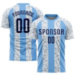 Leichtes, individuelles Fußballtrikot in Blau mit Sublimationsdruck, Marineblau-Weiß