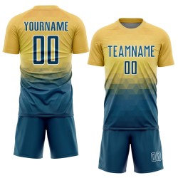 Fußballtrikot mit Dreieck-Motiv, US-Gelb, Blau-Weiß, Marineblau, Uniform, Sublimation, geometrisch