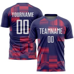 Benutzerdefinierte weiß-lila Fußballtrikot Figur Uniform Sublimation