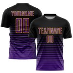 Mode Schwarz Custom Nadelstreifen Lila-Gold Jersey Verblassen Fußball Uniform Sublimation