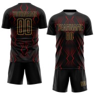 Formen Fußball Rot-Alt Sublimation Gold Jersey Schwarz Benutzerdefinierte Geometrische Uniform Formen Fußball Rot-Alt Sublimation Gold Jersey Schwarz Benutzerdefinierte Geometrische Uniform