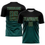 Gold Custom Fußball Jersey Mitternacht Uniform Schwarz Grün-Alt Sublimation