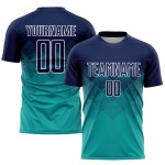 Marineblau-Weiß Fußballuniform Benutzerdefinierte Sublimation Jersey Aqua