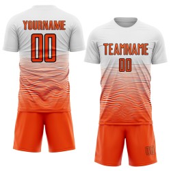 Jersey Sublimation Uniform Weiß Custom Line Gradient Orange-Schwarz Fußball Jersey Sublimation Uniform Weiß Custom Line Gradient Orange-Schwarz Fußball