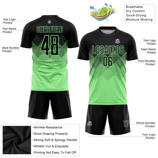 Fußball Schwarz Custom Erbse Sublimation Uniform Grün Jersey