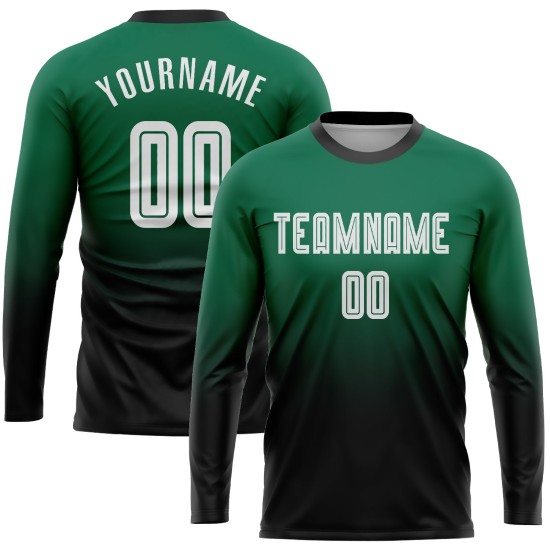 Fade Green Fashion Langarm-Trikot für Fußball-Sublimationstrikots in Weiß und Schwarz, benutzerdefinierte Uniform