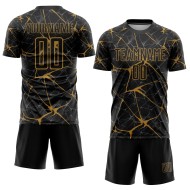 Benutzerdefinierte Fußball alte schwarze Trikot Sublimation Gold Uniform Benutzerdefinierte Fußball alte schwarze Trikot Sublimation Gold Uniform