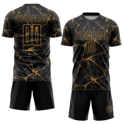 Benutzerdefinierte Fußball alte schwarze Trikot Sublimation Gold Uniform Benutzerdefinierte Fußball alte schwarze Trikot Sublimation Gold Uniform