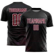 Geometrische benutzerdefinierte schwarze Sublimation Fußball Linien Uniform Jersey Crimson-Weiß