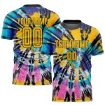 Uniform Fußball Krawatte Custom Sublimation Jersey Gold-Schwarz Farbstoff