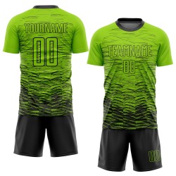 Sublimation Schwarzes Trikot Benutzerdefinierte Uniform Grün Neon Fußball Sublimation Schwarzes Trikot Benutzerdefinierte Uniform Grün Neon Fußball