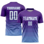Verblassen Lila Uniform Weiß-Hellblau Sublimation Jersey Mode Benutzerdefinierte Fußball Nadelstreifen