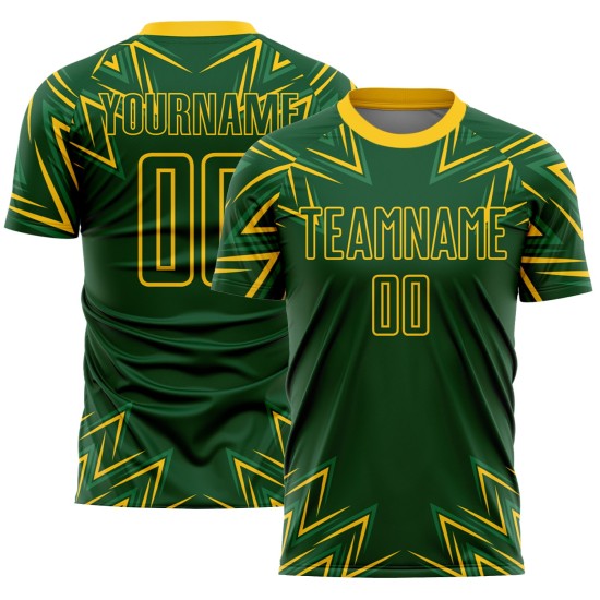 Fußball Jersey Custom Grün Sublimation Gelb Geometrische Formen Uniform