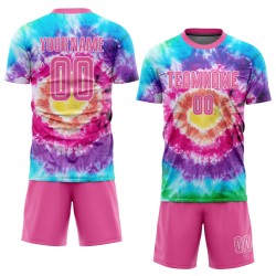Sublimation Jersey Rosa-Weiß Uniform Dye Tie Custom Fußball Sublimation Jersey Rosa-Weiß Uniform Dye Tie Custom Fußball
