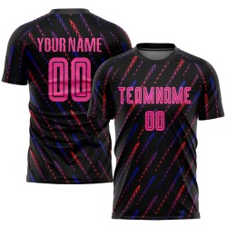 Pink-Orange Custom Sublimation Fußball Jersey Schwarze Uniform