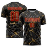 Fußball Rot-Alte Uniform Gold Sublimation Schwarz Custom Jersey